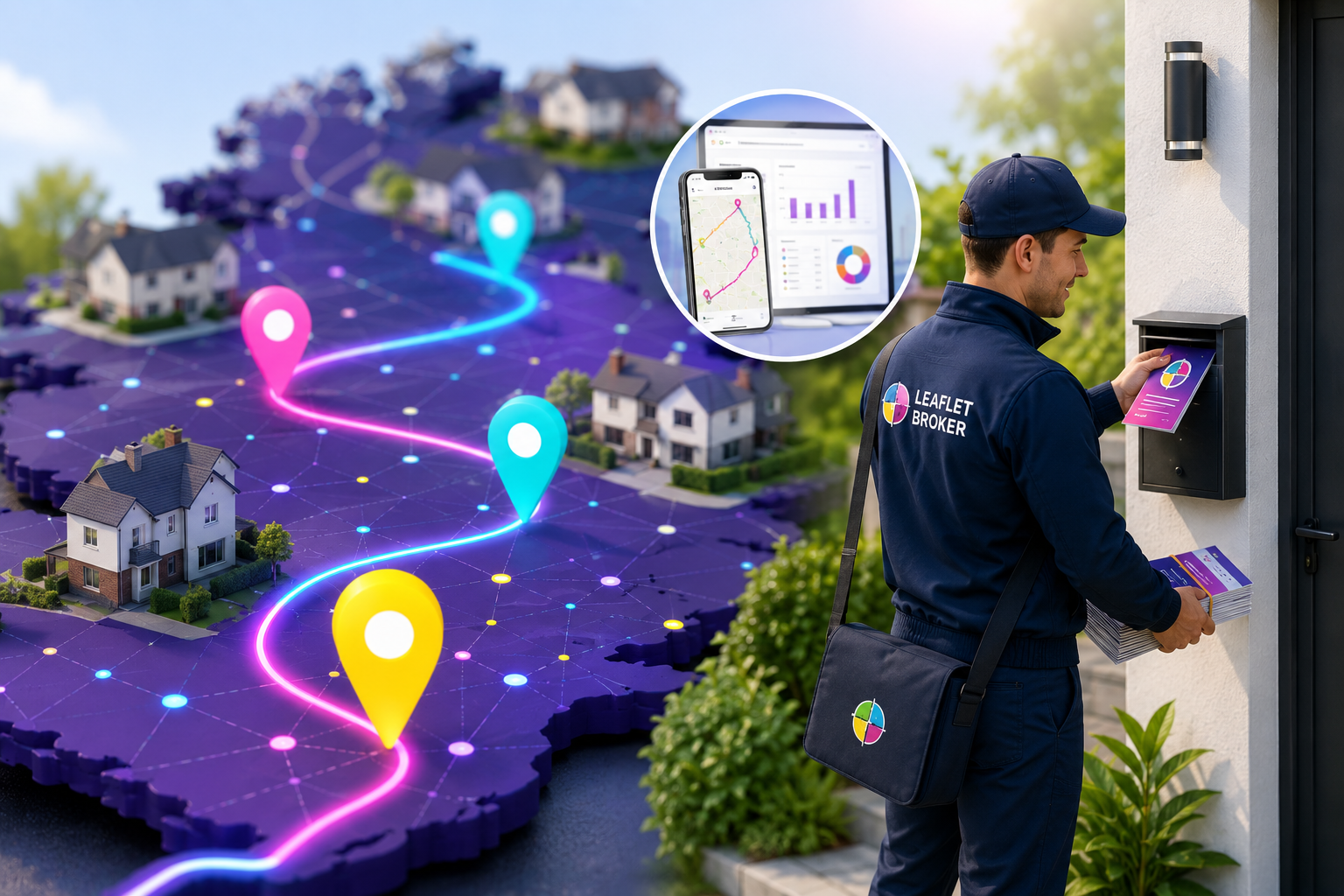 Map of Ireland with GPS tracked leaflet distribution routes, Eircodes and analytics